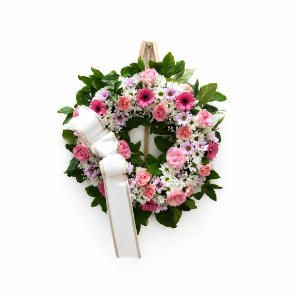 Corona blanca y rosada